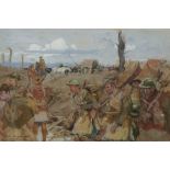 Charles Constantin Joseph Hoffbauer (1875-1957)  Watercolour "Highland Infantry", view of the