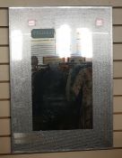 Modern vintage-style rectangular wall mirror with sparkle edging, 80cm x 58.5cm