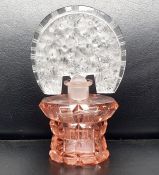 WITHDRAWN   1930's Lalique style pink cut and satin glass glass perfume bottle with satin glass