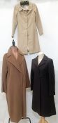 Marella cashmere camel Crombie coat, Mani purple wool coat with wool-covered buttons and Divita