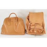 Angel Jackson tan leather holdall and a Nubuck kid-skin leather backpack made by Flash (Norway) (2)