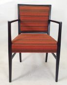 Set of seven 1970's mahogany-framed dining chairs in orange striped upholstery (7)  Condition