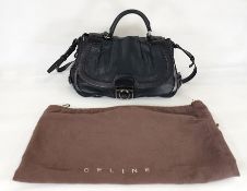 Celine leather bag with single carry handle and detachable shoulder strap, metal fastenings,