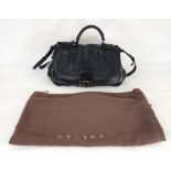 Celine leather bag with single carry handle and detachable shoulder strap, metal fastenings,