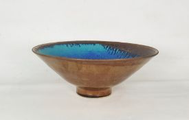Sarah Perry stoneware Copper Lustred Blue Pool bowl, stamped with potter's studio mark , 11cm