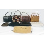 Various vintage bags including a 1970's patchwork leather bag, printed snakeskin, etc (8)