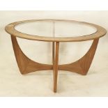 Teak G-Plan circular coffee table with glass top, 84cm diameter  Condition ReportThe table is in