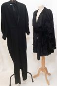 Vintage Biba faux-fur black coat and a Jeff Banks black crepe jumpsuit (lacking belt) (2)