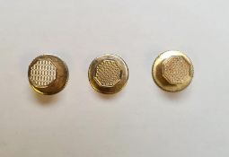 Three various gold studs, in case