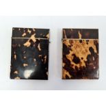 19th century tortoiseshell card case and another 19th century tortoiseshell and mother-of-pearl card