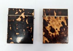 19th century tortoiseshell card case and another 19th century tortoiseshell and mother-of-pearl card