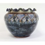 Royal Doulton Lambeth stoneware blue glazed jardiniere  Condition ReportHas repaired damaged rim -