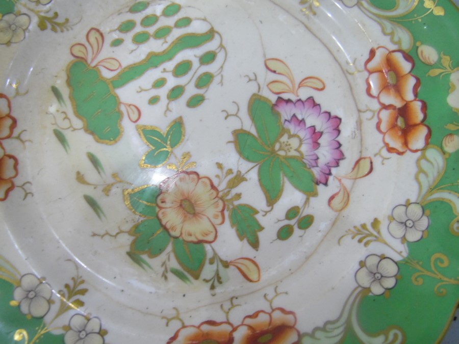 19th century Copeland plate decorated with flowers and a collection of various other 19th century - Image 2 of 5