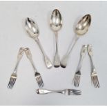 Set of five William IV silver fiddle pattern forks, William Bateman II, London 1837 and three