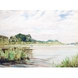 20th century  Watercolour drawing River scene, unsigned