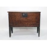 Possibly 18th century oak six-plank chest with iron lock, 58.5cm x 63cm  Condition Reportsee images