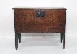 Possibly 18th century oak six-plank chest with iron lock, 58.5cm x 63cm  Condition Reportsee images