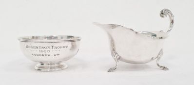Silver bowl, inscribed ‘Robertson Trophy 1950 Runners Up’, Chester and silver gravy boat with