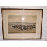 After C N Smith engraver Two colour prints "The Cambridgeshire Stakes 1853, They Are Off" and "The