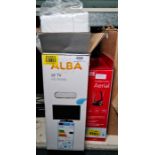Alba 19" flatscreen television in original packing and box and One-For-All aerial in original box (