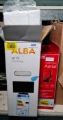 Alba 19" flatscreen television in original packing and box and One-For-All aerial in original box (