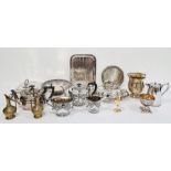 Electroplated items to include lidded tureens, hot water pots, teapots, etc