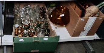 Quantity of assorted glassware including an oversized brandy balloon, gilt painted glasses,