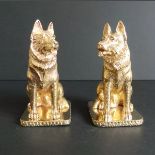 18ct gold-plated salt and pepper cruet set modelled in the form of German Shepherd dogs, marked '