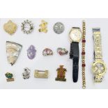 Quantity of costume jewellery, watches, coins, etc (1 box)