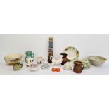 Mixed collection of studio ceramics to include jug, vase and candle holder wall plaque, a part