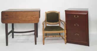 Drop-leaf table, a low armchair and a modern chest of three drawers (3)