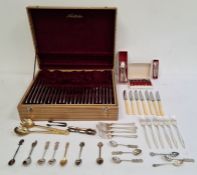 Boxed canteen of stainless steel cutlery together with a box comprising a collection of boxed EPNS