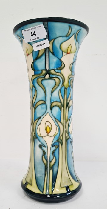 William Moorcroft vase in cream, blue and greens with flared rim, marked ‘Moorcroft’ to base and - Image 3 of 6