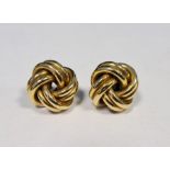 Pair 9ct gold knot-pattern earrings, approx 5g