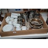 Part tea service, EPNS wine coasters, pewter mugs, etc.