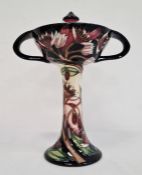 Moorcroft twin-handled cup on stem, 2003, initialled ‘M.C.C.’, 18.5cm high approx