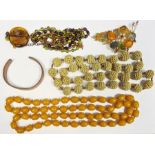 Quantity of bead necklaces, silver earrings and other costume jewellery (1 box)