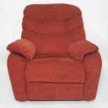 Three-seater sofa with reclining end and single armchair in red upholstery (2)