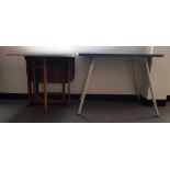 Mid century blue melamine-topped kitchen table and a gateleg table (2)