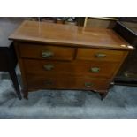 Early 20th century mahogany and satinwood strung chest of two short over two long drawers, on