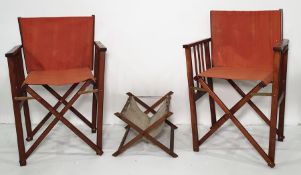 Two folding directors chairs and a folding magazine rack