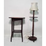 Standard lamp on oak barleytwist support and a side table (2)