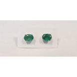 Pair of emerald studs, in silver