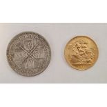 Elizabeth II gold sovereign 1959 and one other coin  (2)