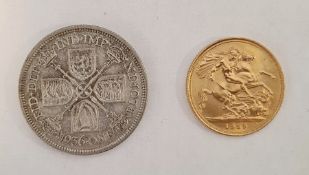 Elizabeth II gold sovereign 1959 and one other coin  (2)