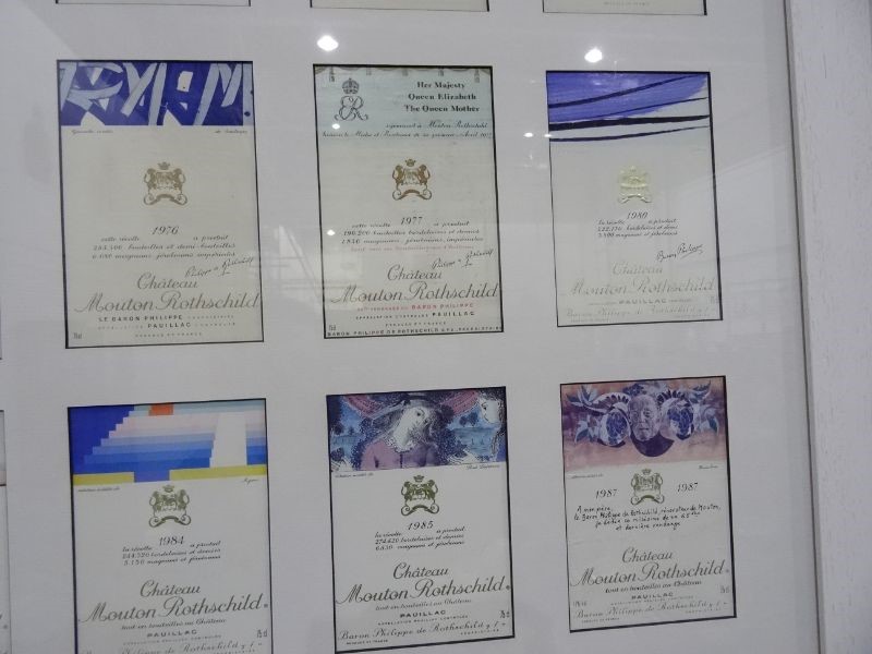 Framed wine labels mainly Chateau Mouton Rothschild and a box of canvas prints of wine labels (1 box - Image 6 of 17