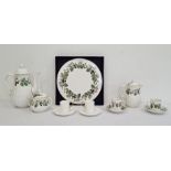 19th century white glazed Coalport part coffee service of 6 cups and 4 saucers, a Royal Worcester "