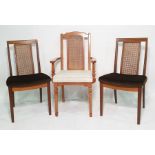 Four cane-backed 20th century boardroom chairs and two further cane-back chairs (6)