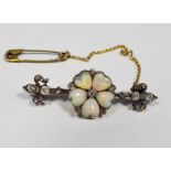Antique pin bar brooch set with heart-shaped opals and diamonds, boxedCondition ReportNot