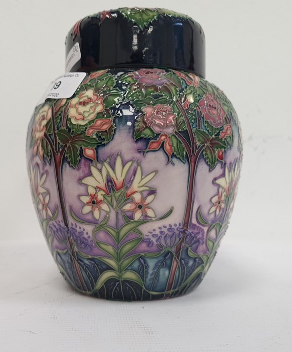 Moorcroft ginger jar decorated on a purple ground with white flowers and trees, marked to base ' - Image 5 of 9